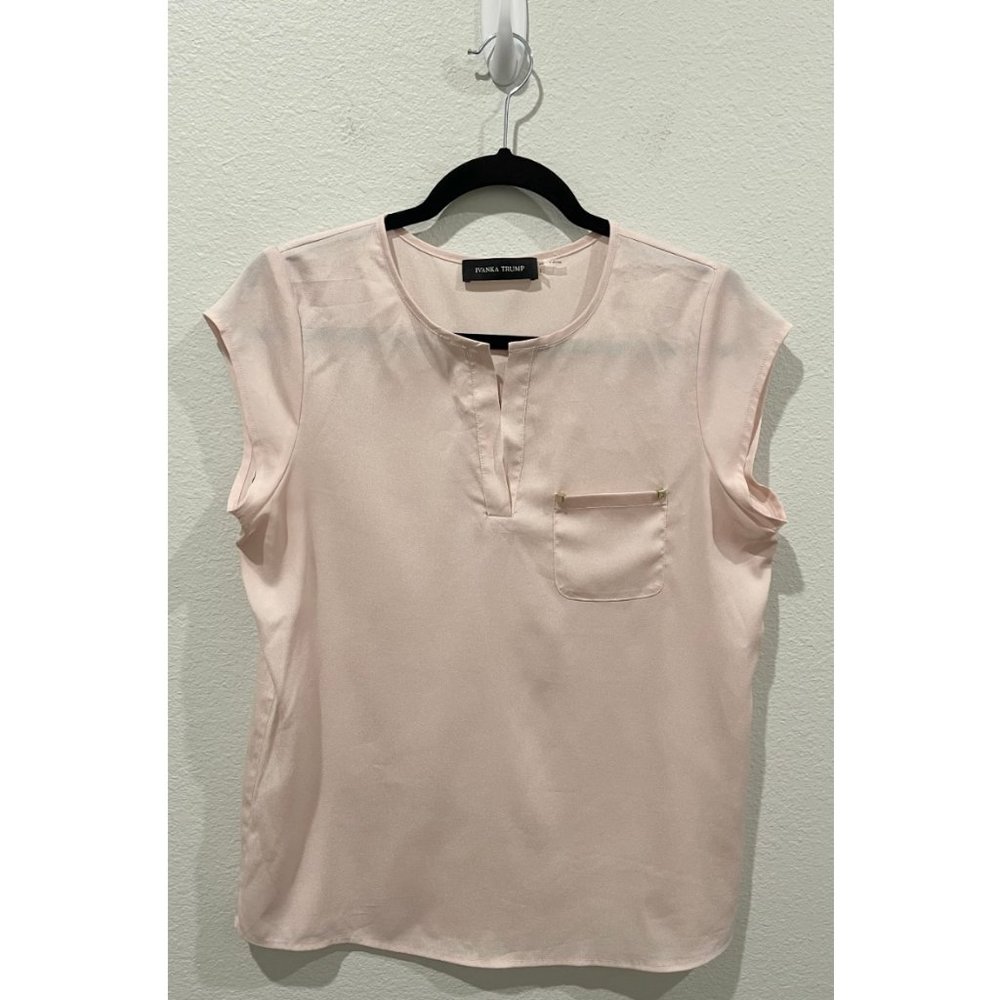 IVANKA TRUMP Baby Pink Gold Studs Blouse